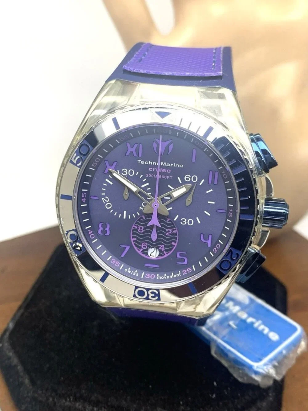 Technomarine Men's Watch TM-115013 Swiss Quartz Chronograph Blue Purple 46mm
